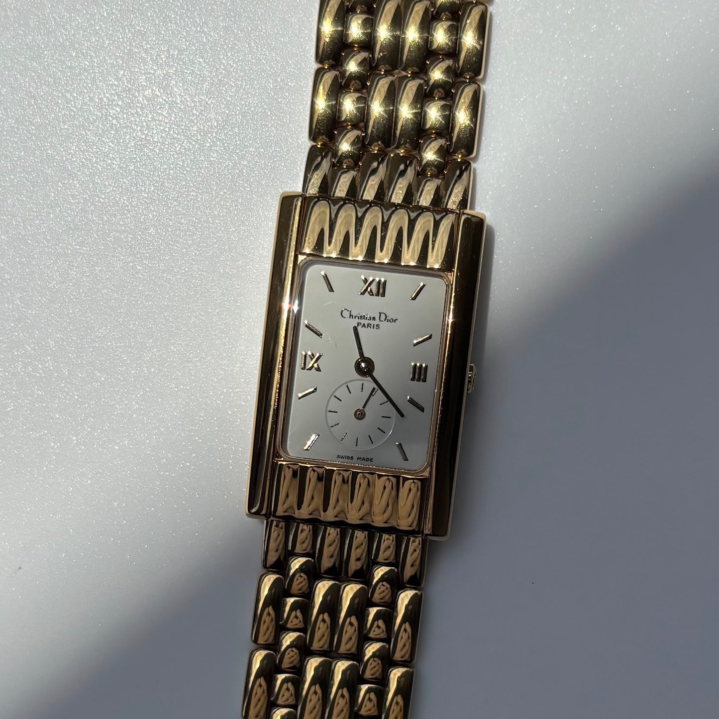 Dior 1990s Sub second Tank Gold Plated Watch