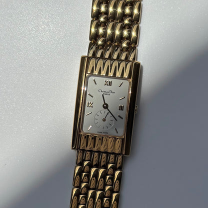 Dior 1990s Sub second Tank Gold Plated Watch