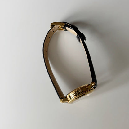 Gucci 1990s Date Round Dial Gold Plated Watch