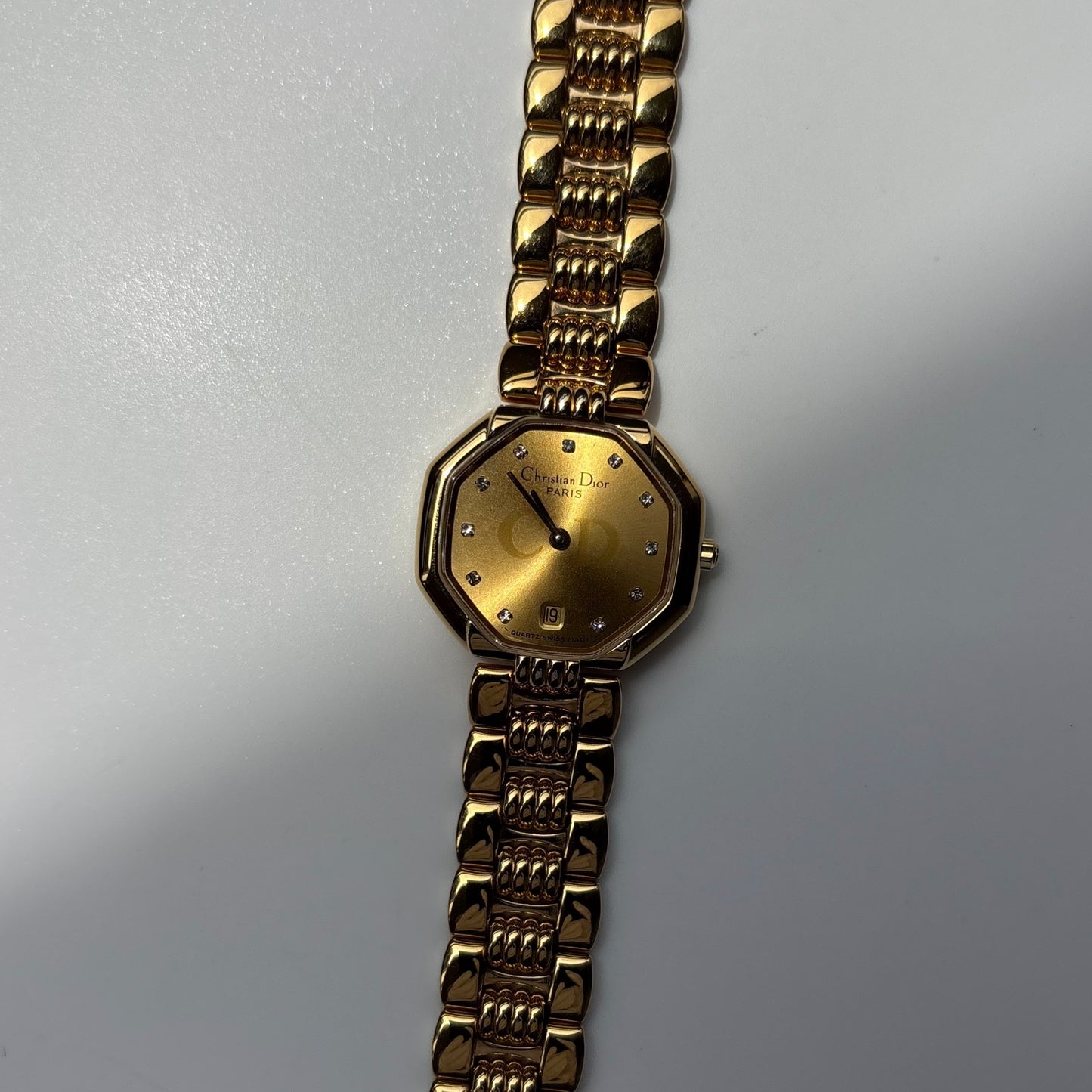 Dior 1990s Octagon Gold Plated Watch