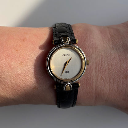 Gucci 1990s Round Dial Two Tone Watch