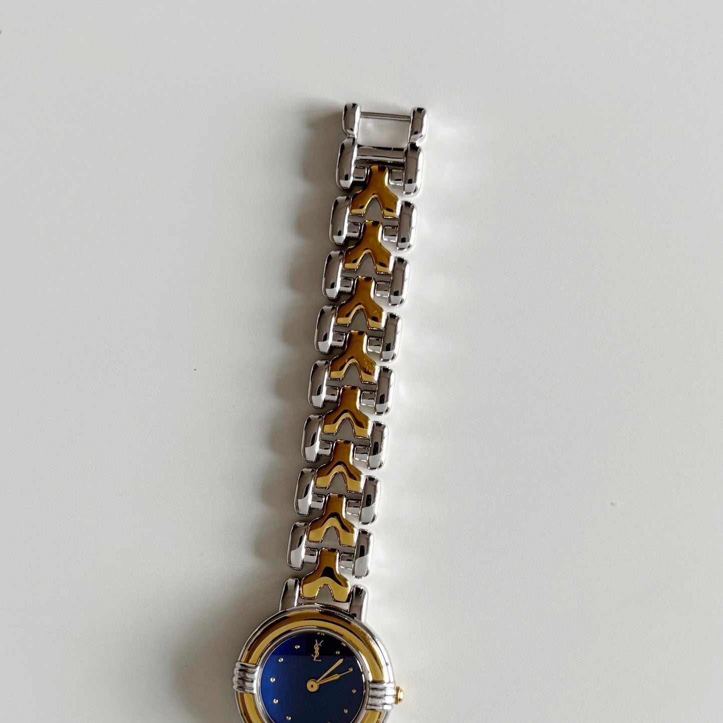 Yves Saint Laurent 1990s Round Dial Two Tone Watch