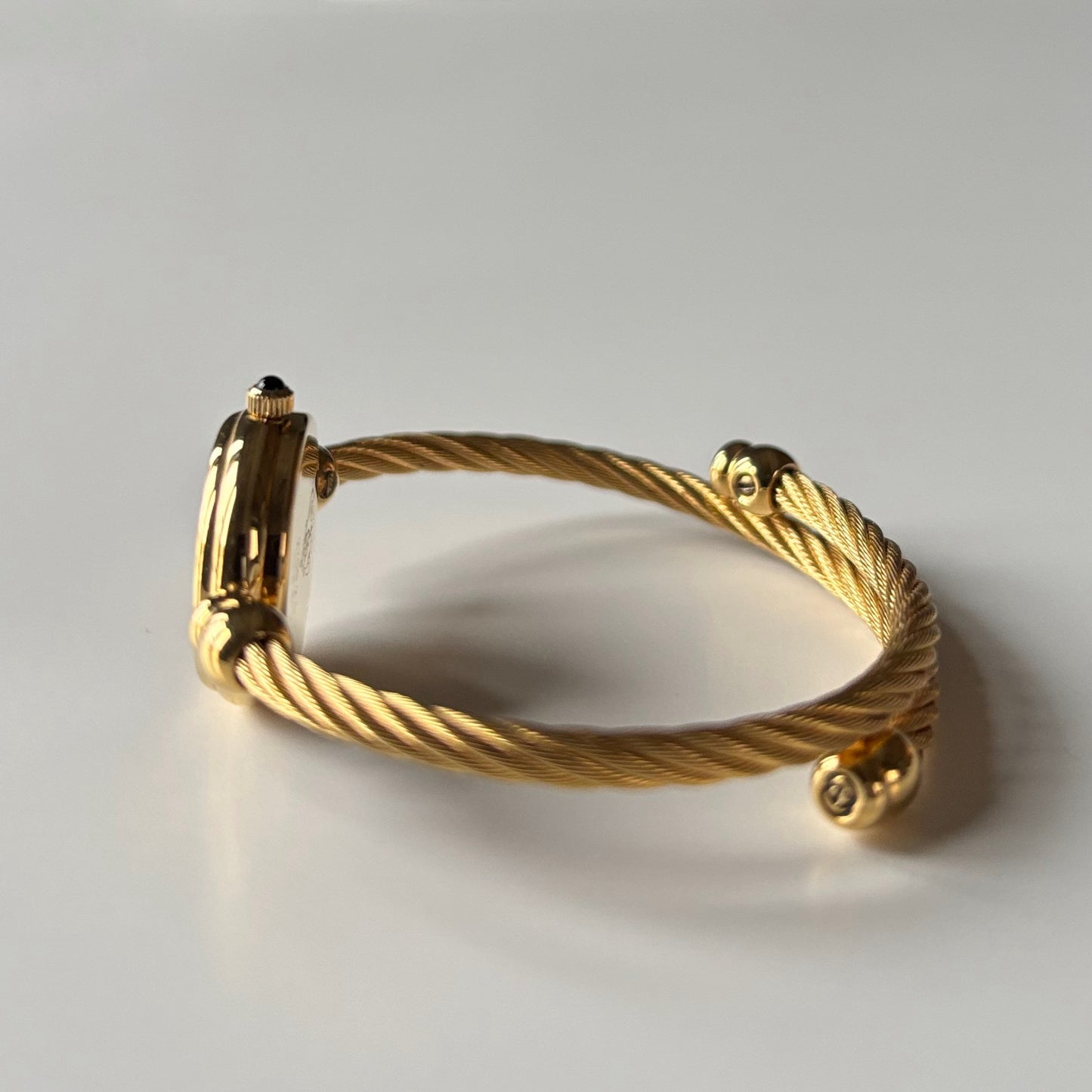 Gucci 1990s Black Dial Gold Plated Cable Bangle Watch