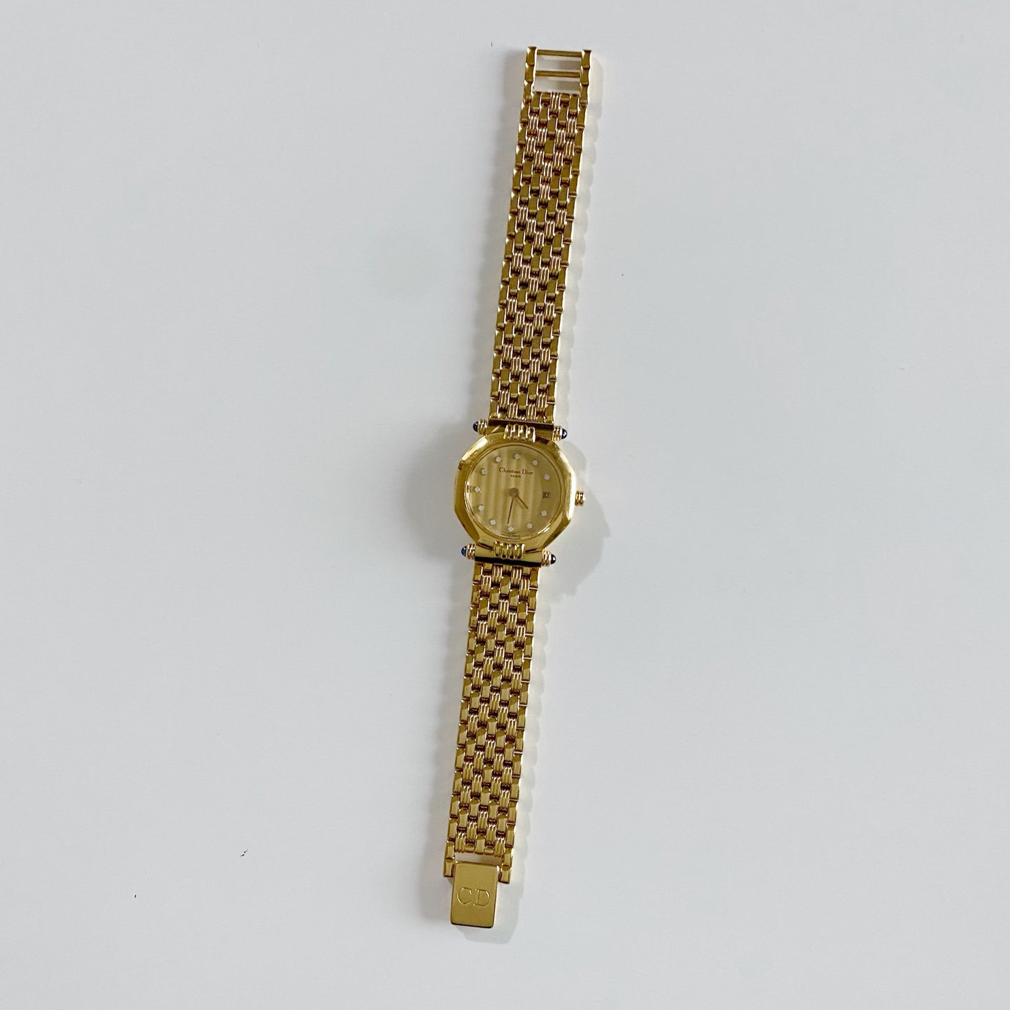 Dior 1990s Octagon Gold Plated Watch