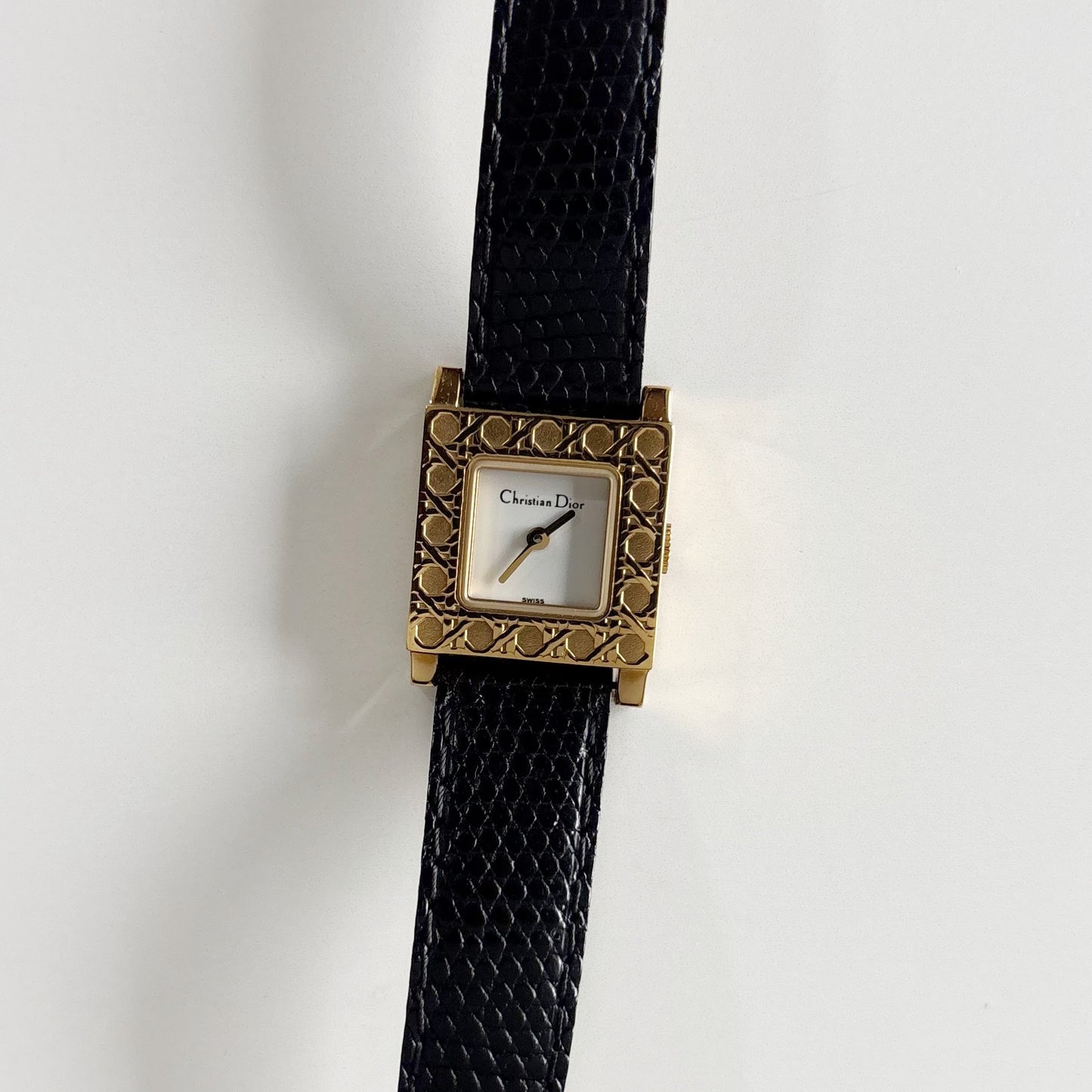 Dior 1990s La Parisienne Interchangeable Strap Gold Plated Watch with 3 straps, case