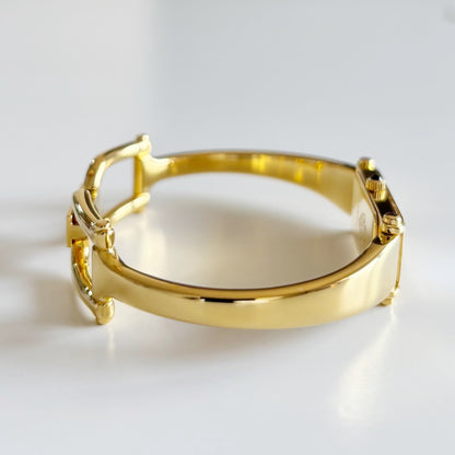 Gucci 1990s Seashell Dial Rectangular Gold Plated Bangle Watch