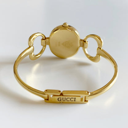 Gucci 1990s Seashell Dial Gold Plated Bangle Watch