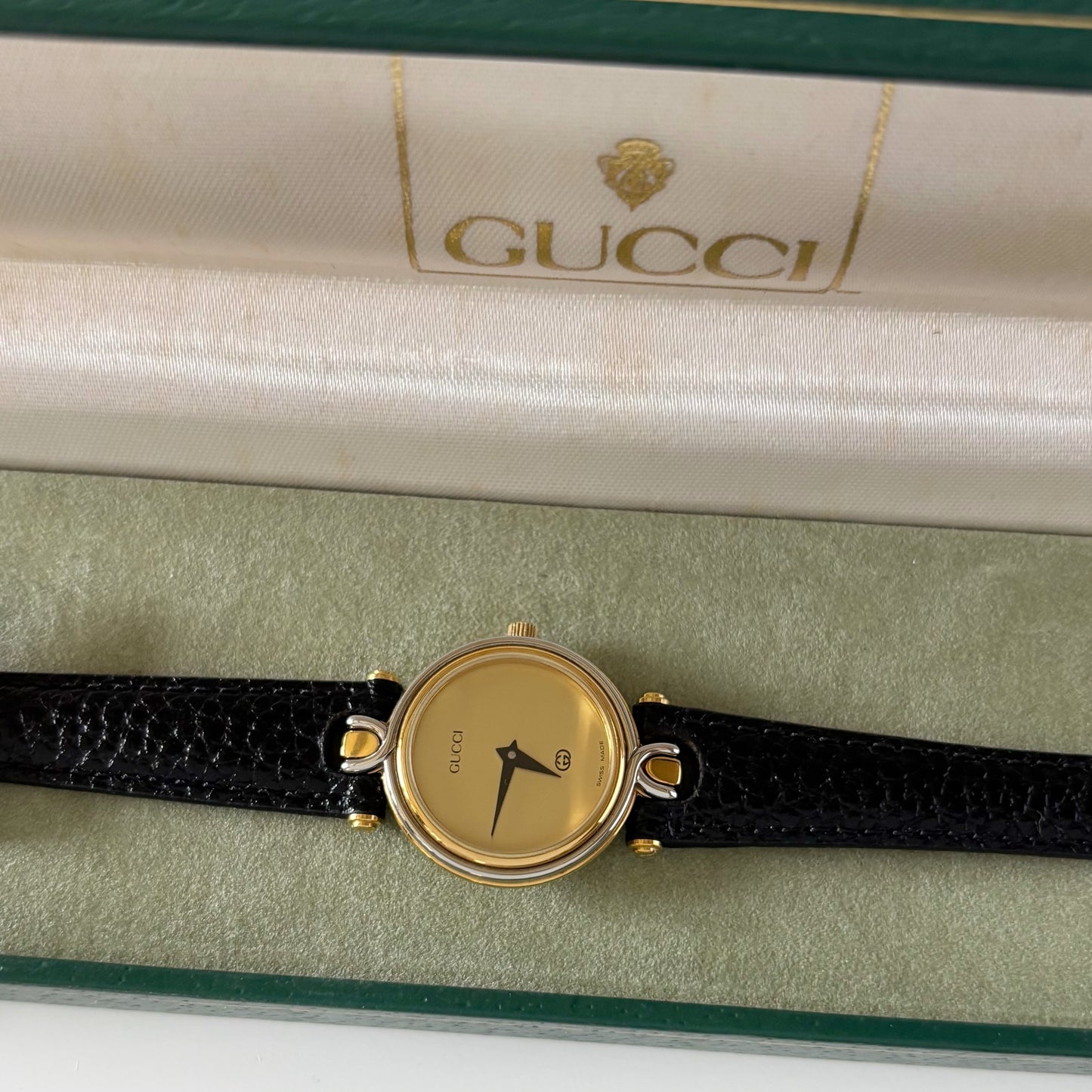Gucci 1990s Round Dial Two Tone Watch