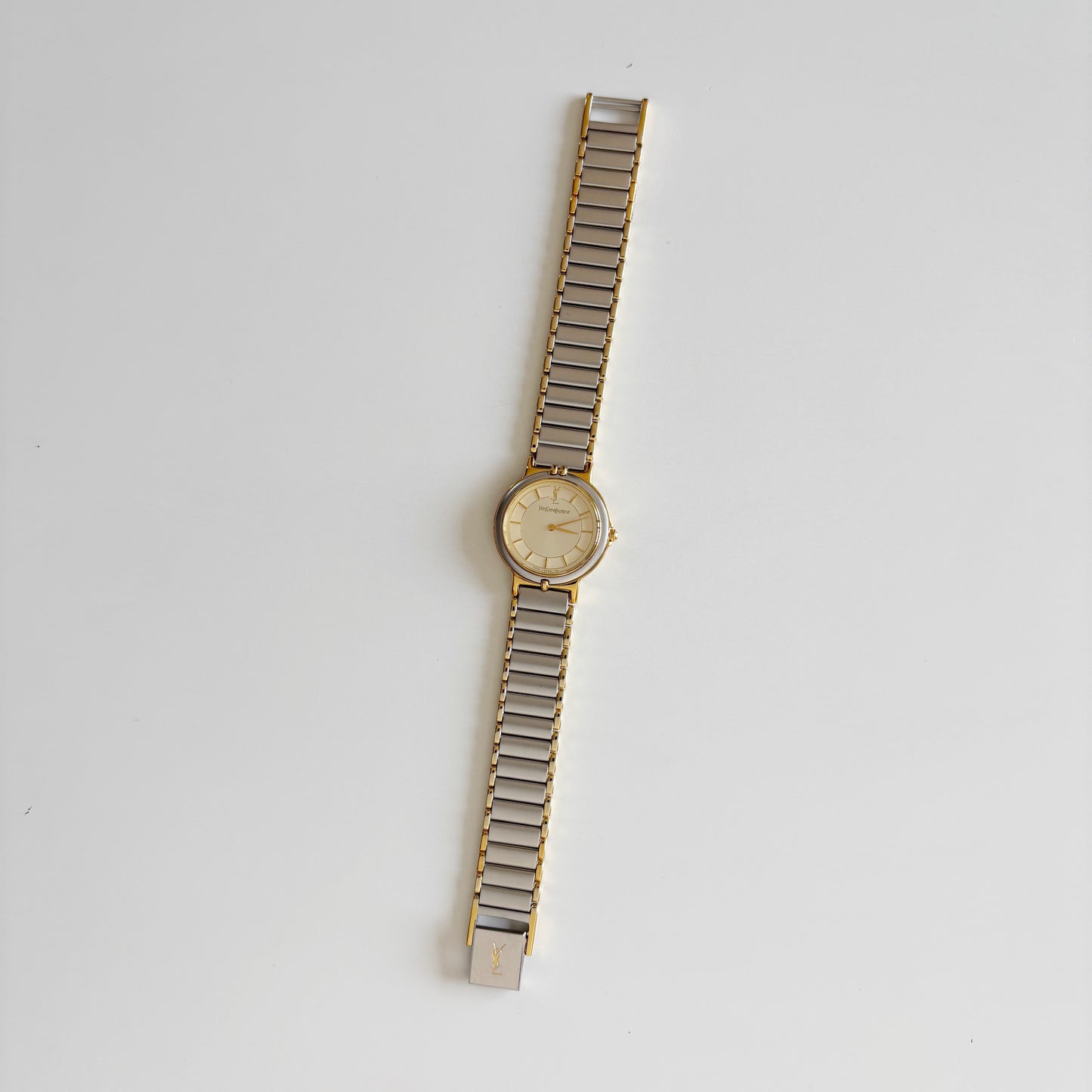 Yves Saint Laurent 1990s Round Dial Two Tone Watch