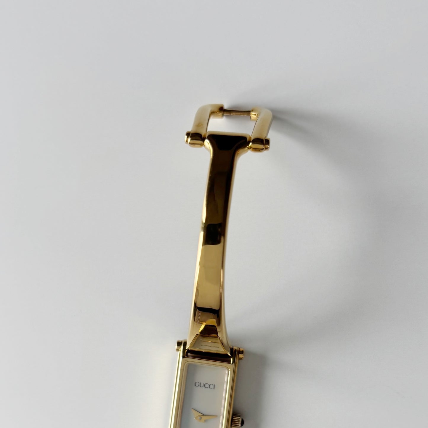 Gucci 1990s Seashell Dial Gold Plated Bangle Watch