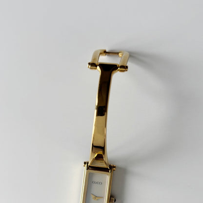 Gucci 1990s Seashell Dial Gold Plated Bangle Watch