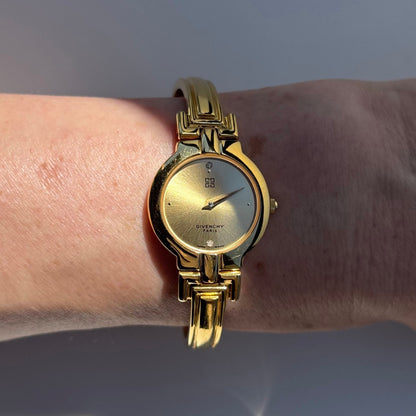 Givenchy 1990s Gold Plated Bangle Watch