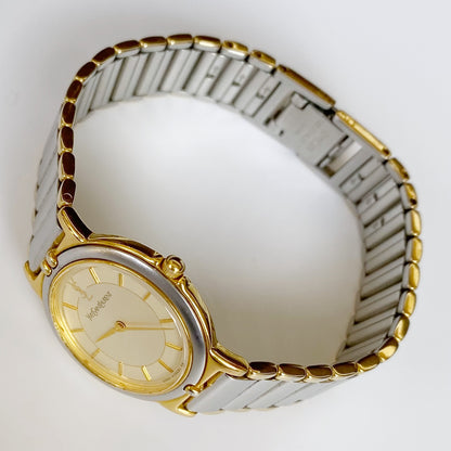 Yves Saint Laurent 1990s Round Two Tone Watch