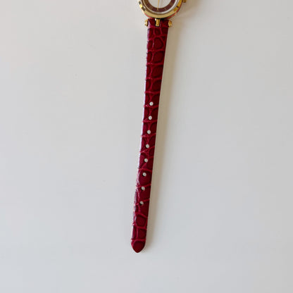 Gucci 1990s Round Dial Red Gold Plated Watch