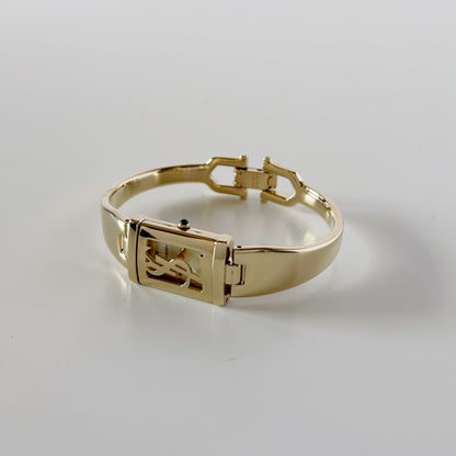 Yves Saint Laurent 1990s Peek-A-Boo Gold Plated Bangle Watch