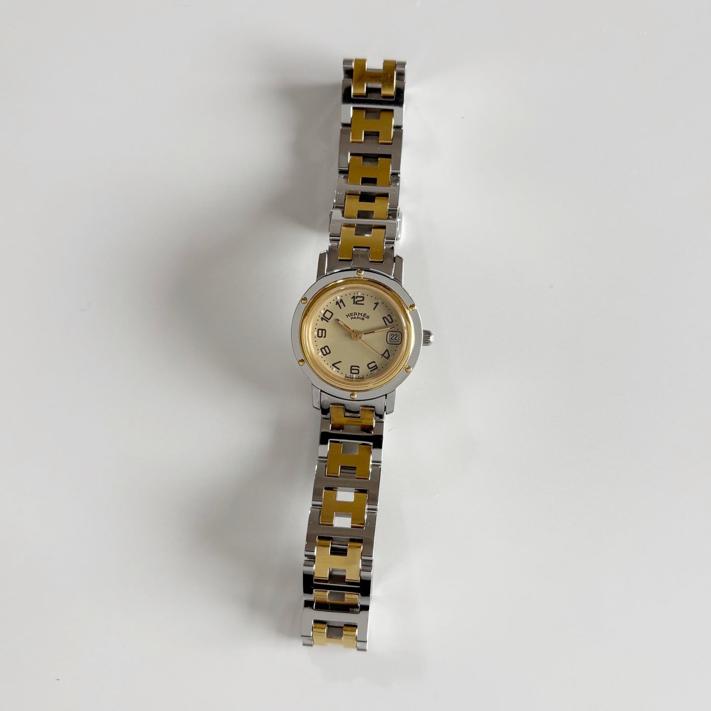 Hermes 1990s Clipper Two Tone Watch