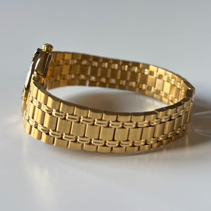 Gucci 1990s Date Round Dial Gold Plated Watch