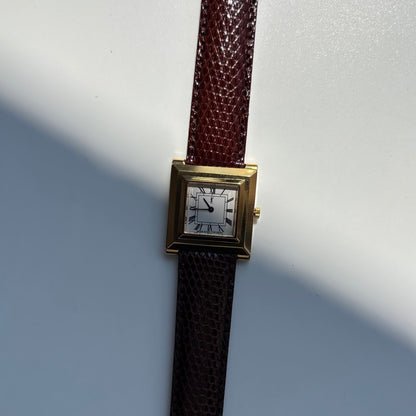 Yves Saint Laurent 1990s Square Dial Gold Plated Watch