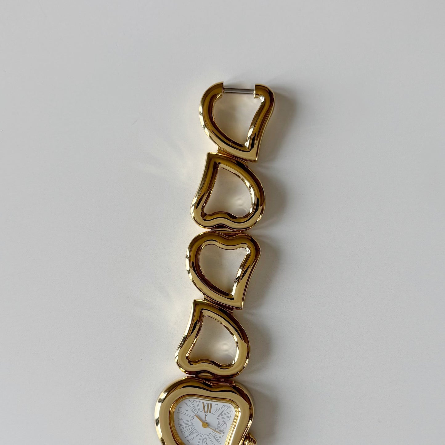 Yves Saint Laurent 1990s Heart Shaped Dial Band Gold Plated Watch (8/1)