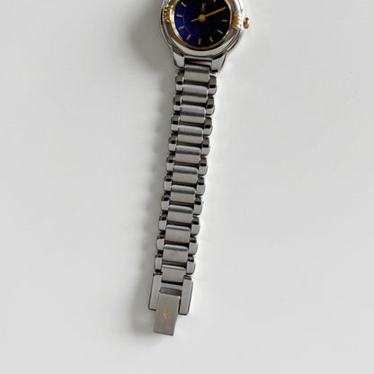 Yves Saint Laurent 1990s Navy Dial Two Tone Watch