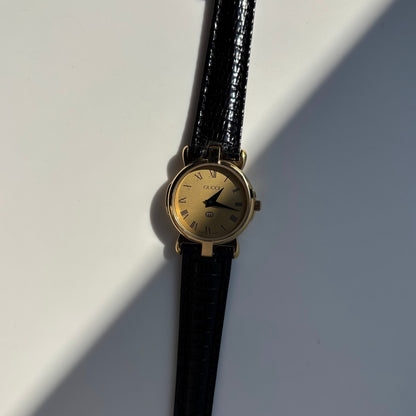 Gucci 1990s Round Dial Gold Plated Watch