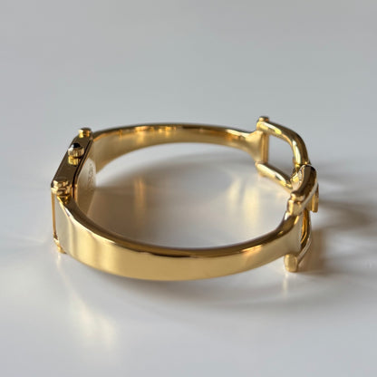 Gucci 1990s Black Dial Gold Plated Bangle Watch