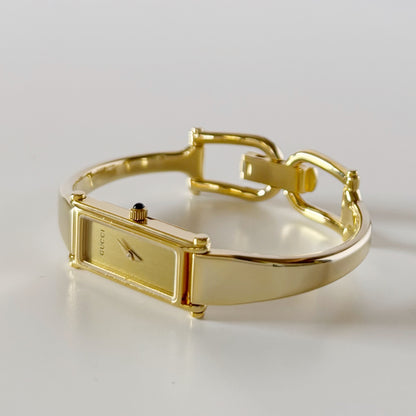Gucci 1990s  Gold Dial Gold Plated Bangle Watch
