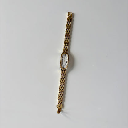 Yves Saint Laurent 1990s Oval Dial Gold Plated Watch