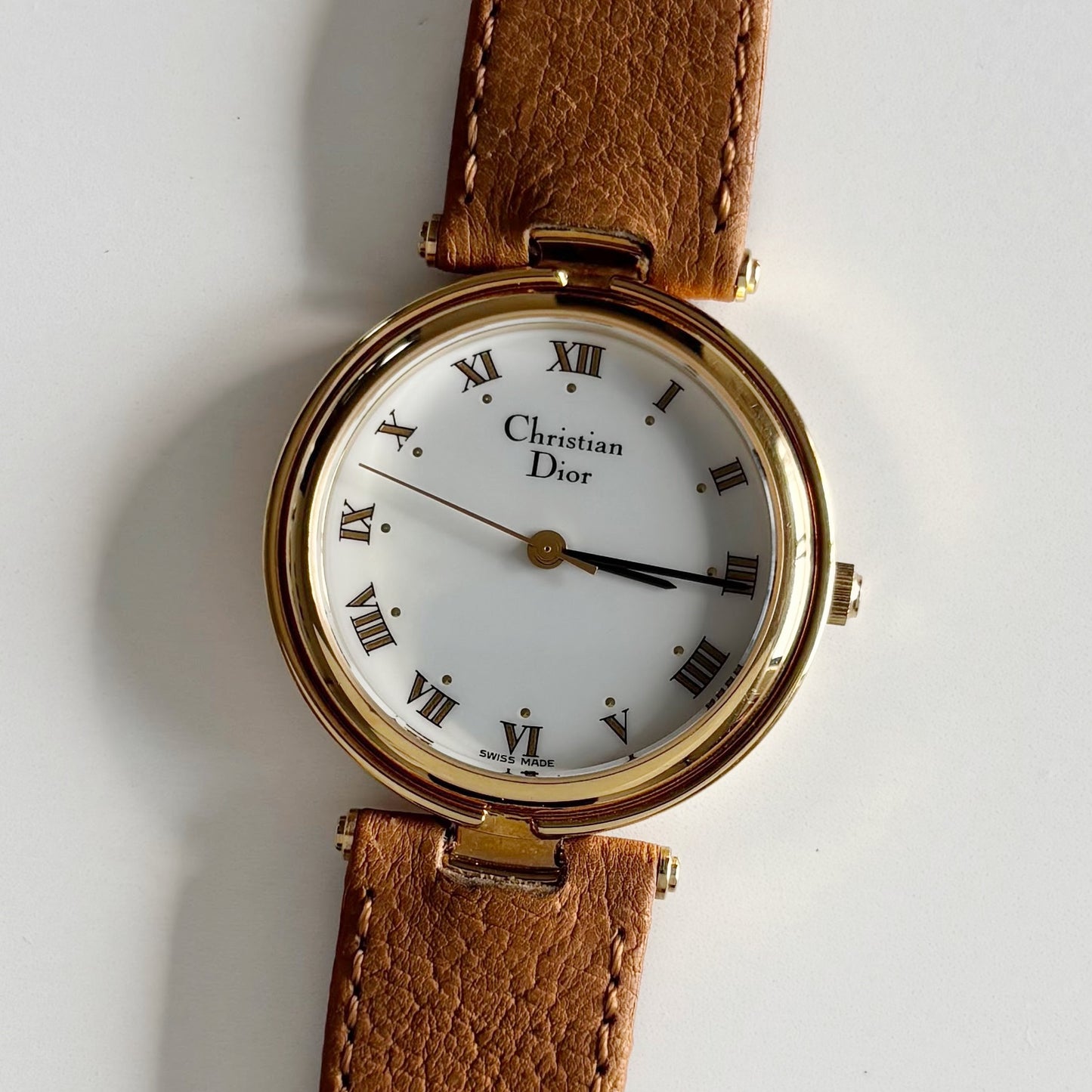 Dior 1990s Round Dial Gold Plated Watch (Large)