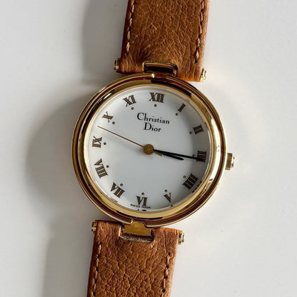 Dior 1990s Round Dial Gold Plated Watch (Large)