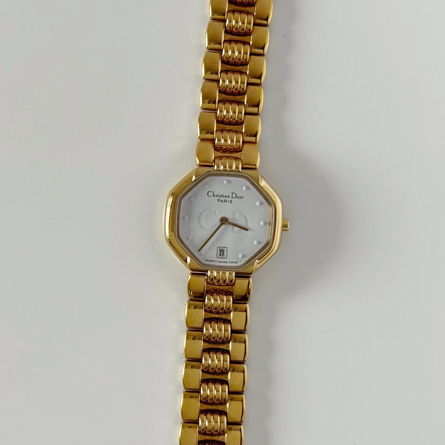 Dior 1990s Octagon Gold Plated Watch