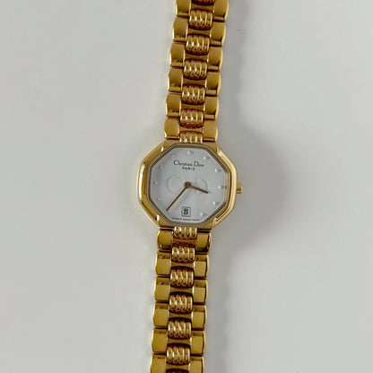 Dior 1990s Octagon Gold Plated Watch