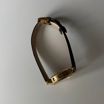 Gucci 1990s Date Round Dial Gold Plated Watch