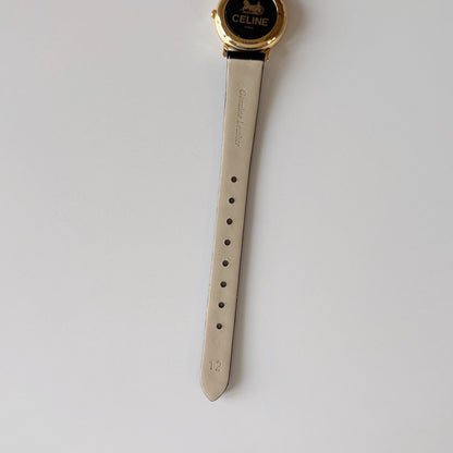 Celine 1990s Round Dial Gold Plated Watch