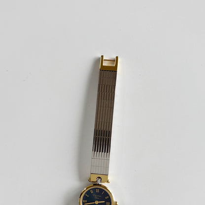 Dior 1990s Navy Dial Gold Plated Two Tone Watch