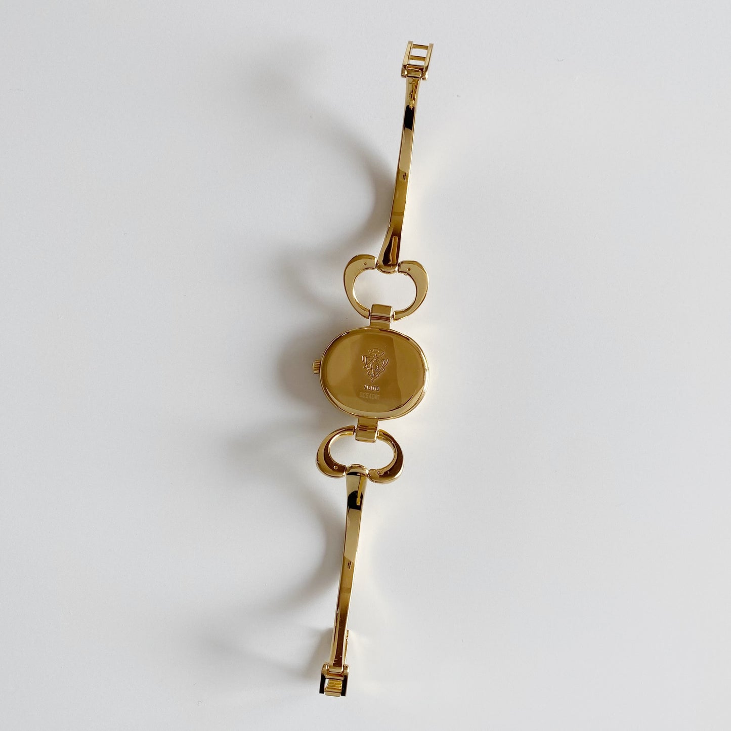 Gucci 1990s Black Dial Gold Plated Bangle Watch