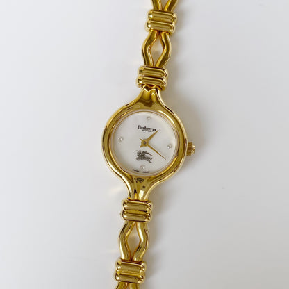 Burberry 1990s Seashell Dial Gold Plated Watch