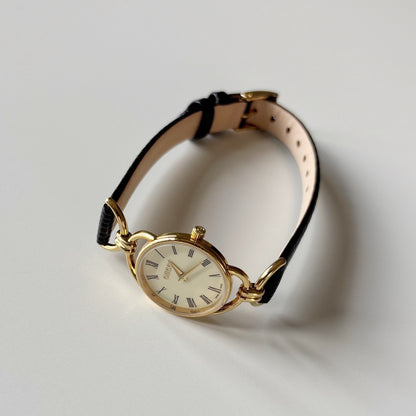 Gucci 1990s Round Dial Horsebit Gold Plated Watch