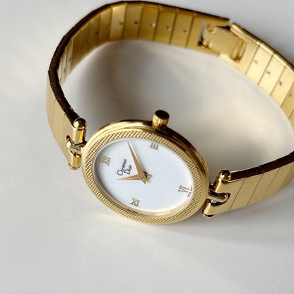 Dior 1990s Round Dial Gold Plated Watch
