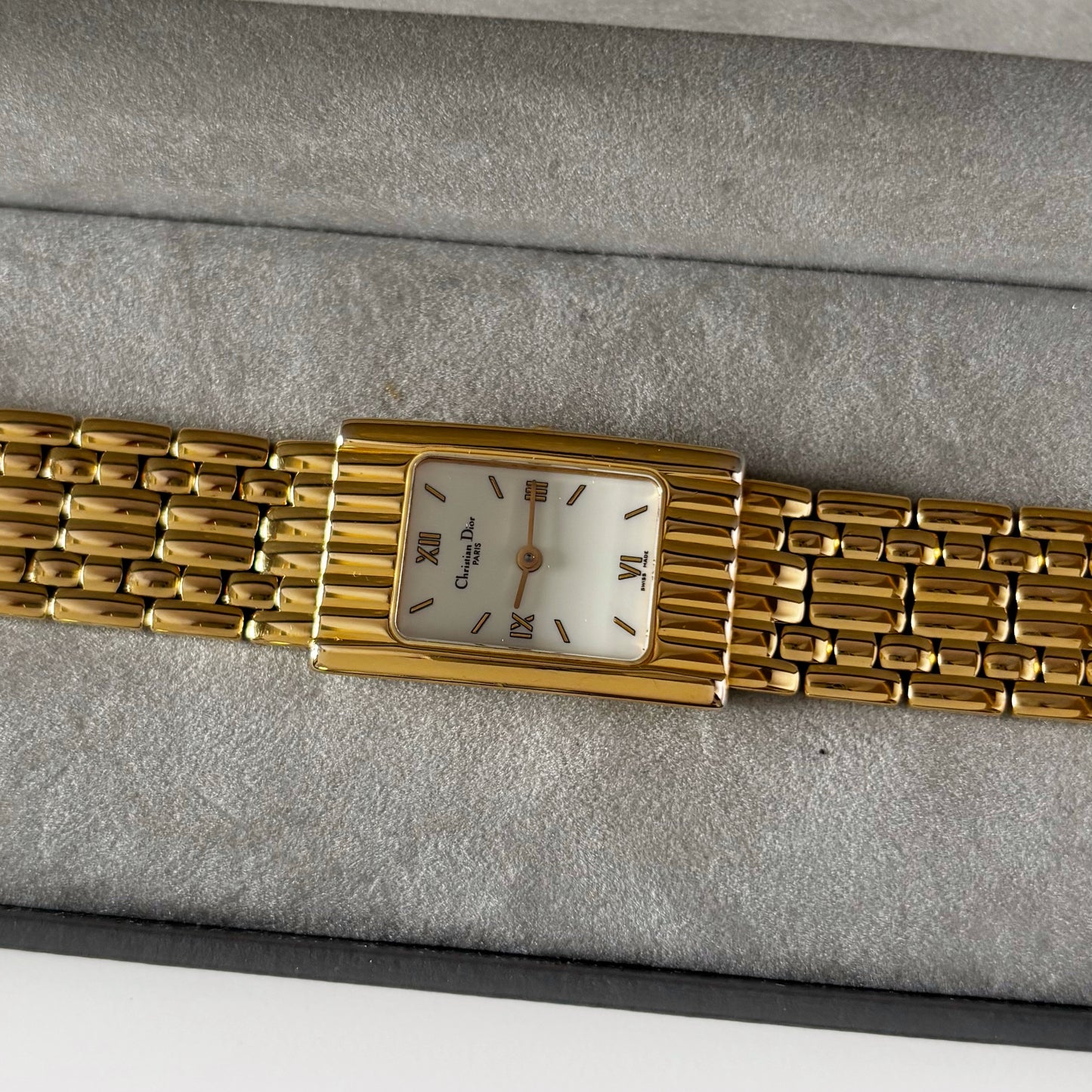 Dior 1990s Tank Gold Plated Watch