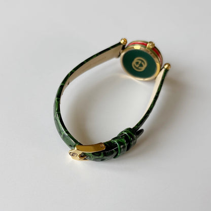 Gucci 1990s Sherry Round Dial Green Watch