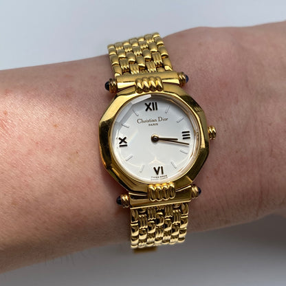 Dior 1990s Octagon Gold Plated Watch