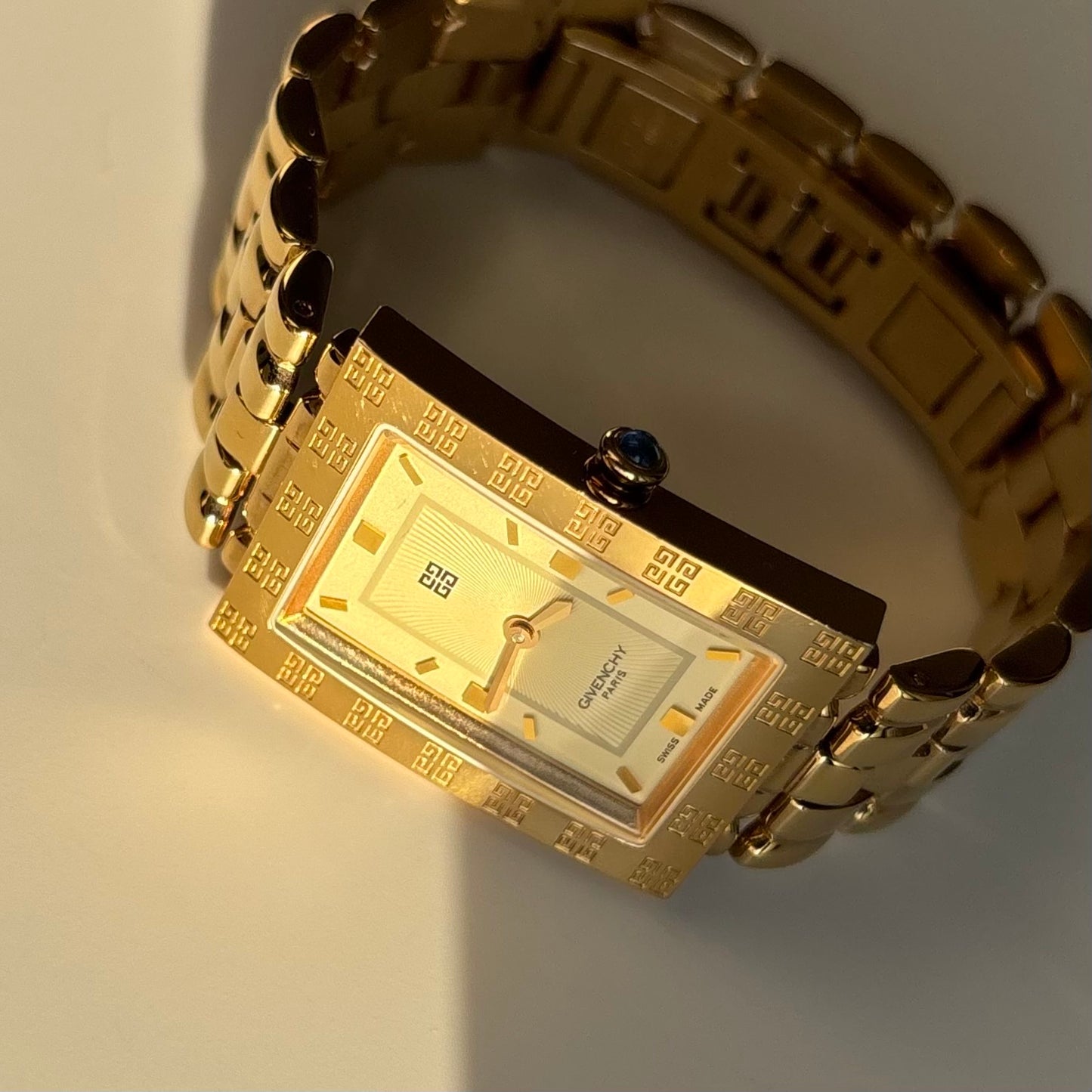Givenchy 1990s Tank Gold Plated Watch (Large)