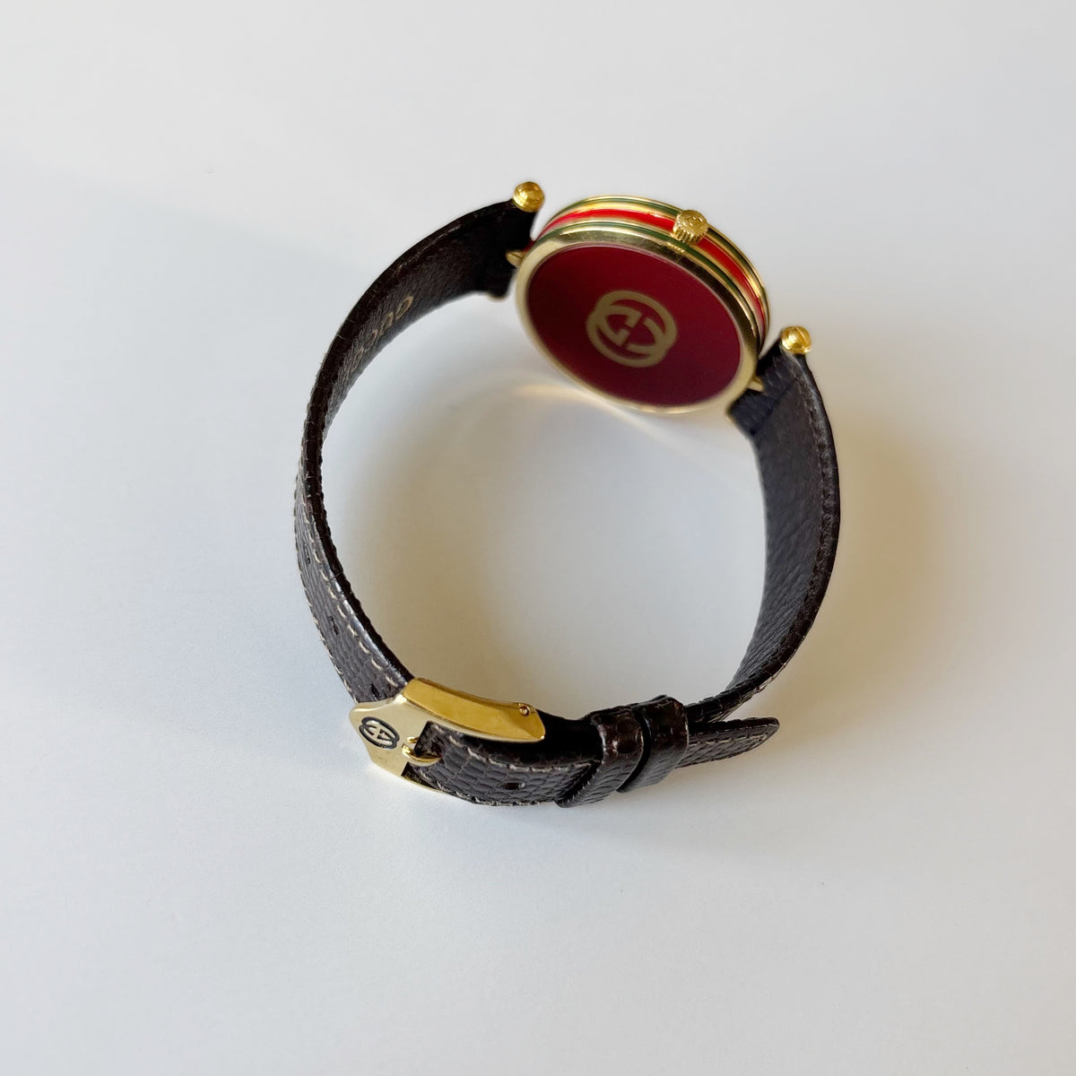 Gucci 1990s Round Gold Dial Gold Plated Watch (Large)