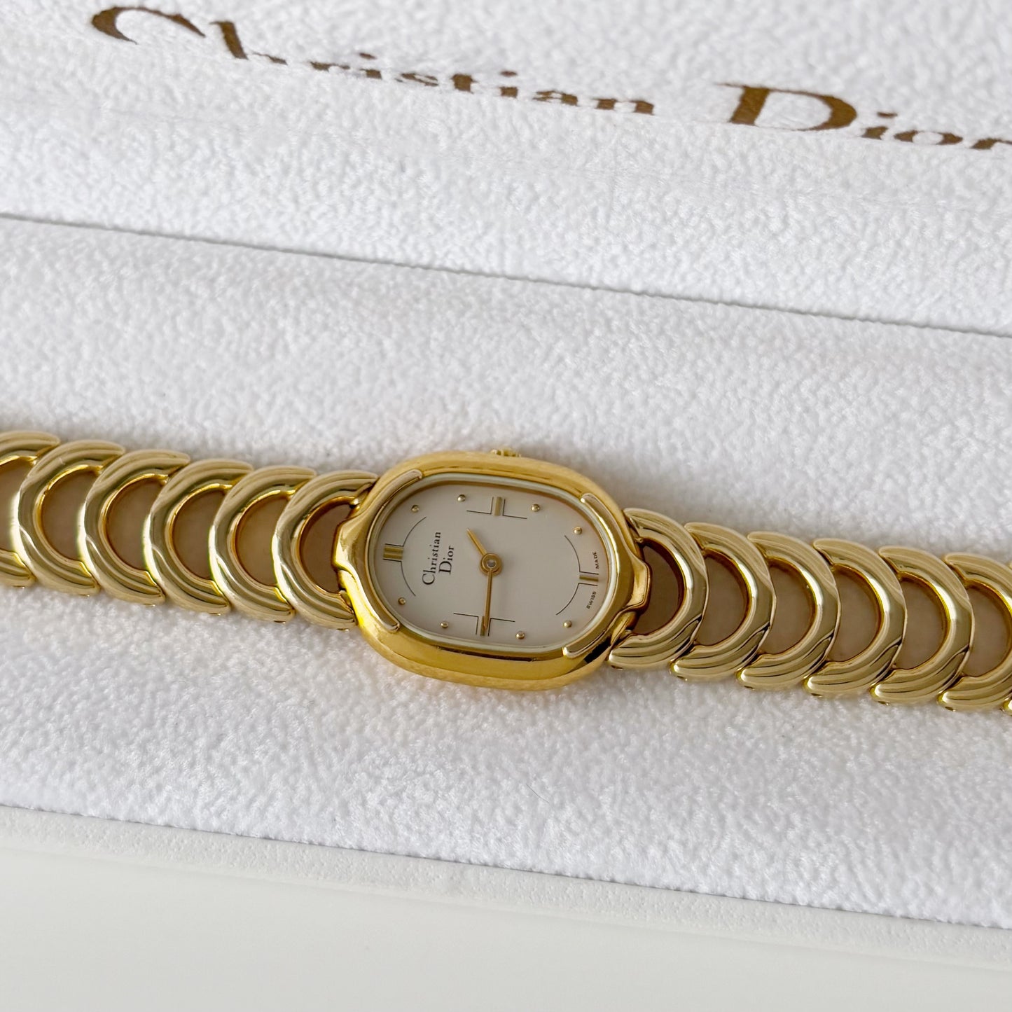 Dior 1990s Oval Gold Plated Watch