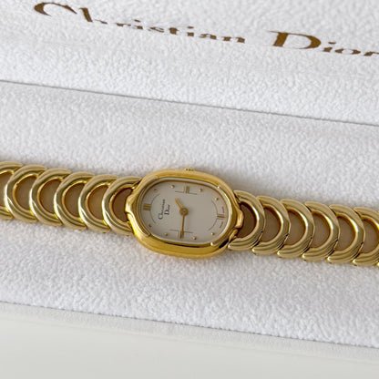 Dior 1990s Oval Gold Plated Watch