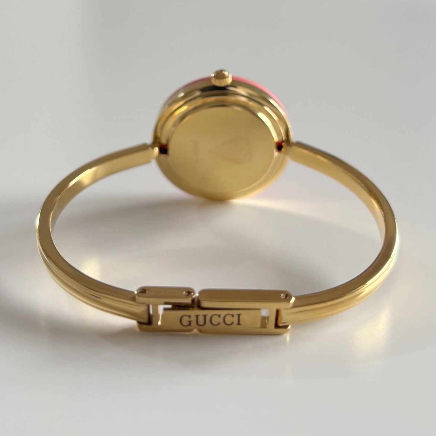 Gucci 1990s Interchangeable Bezel Gold Plated Bangle Watch with 12 bezels, case (Small)