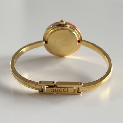 Gucci 1990s Interchangeable Bezel Gold Plated Bangle Watch with 12 bezels, case (Small)