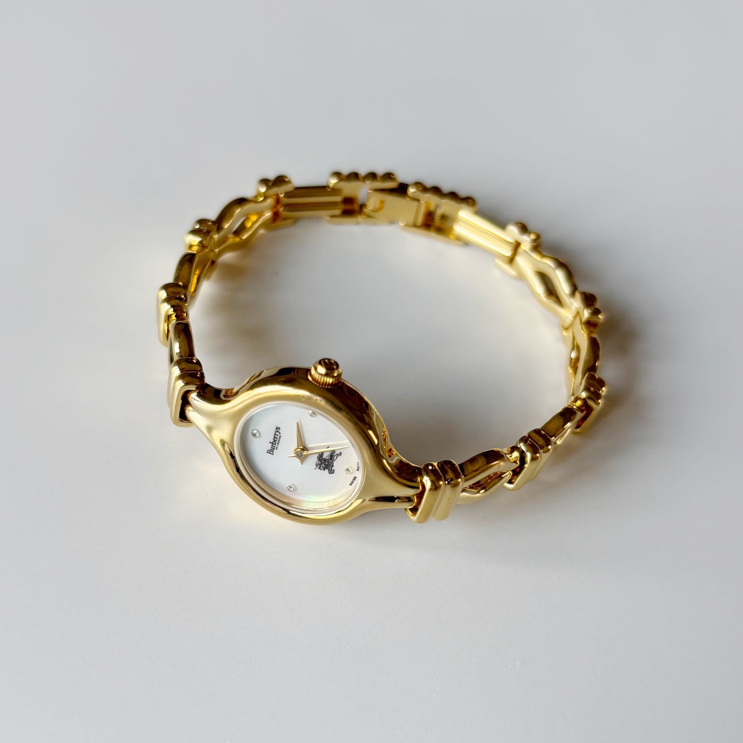 Burberry 1990s Seashell Dial Gold Plated Watch