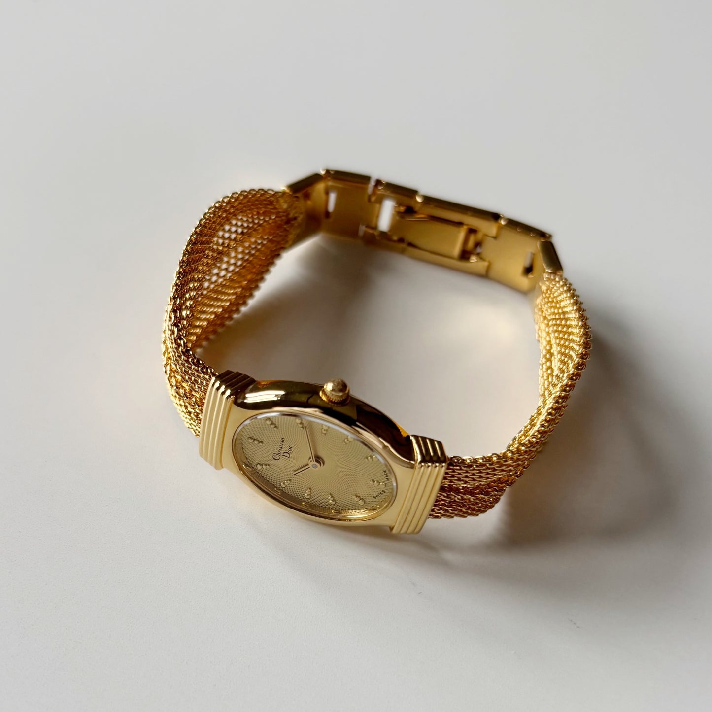 Dior 1990s Gold Oval Dial Gold Plated Watch